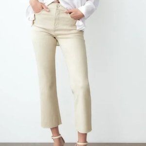 Zara HIGH RISE MINI FLARE JEANS - Ecru